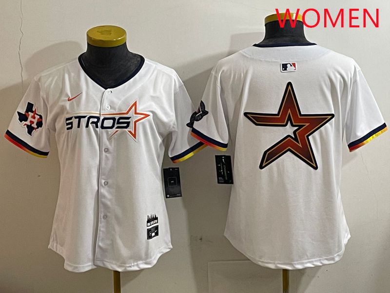Women Houston Astros Blank White three generations Joint Name Nike 2025 MLB Jersey style 12